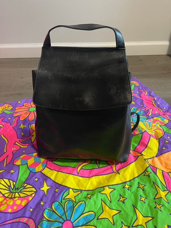 Furla Handbags - Furla Black Leather Flap Backpack with Top Handle Have Small Damage